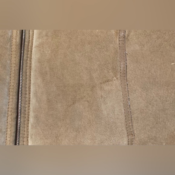 Jones New York Sport Womens Tan Genuine Suede Leather Faux Fur Lined Coat Large - Picture 11 of 11